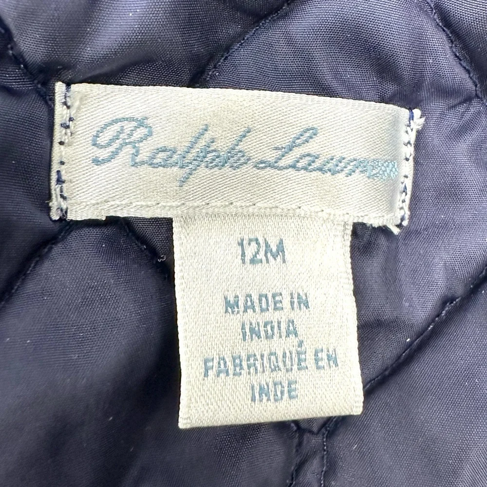 Ralph Lauren Quilted Jacket Baby Size 12 Months Preppy Barn Chore Coat Blue